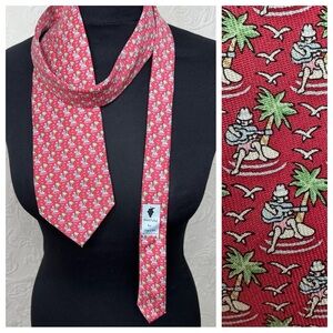 Vineyard Vines Guitar Player Palm Tree Red Silk Tie